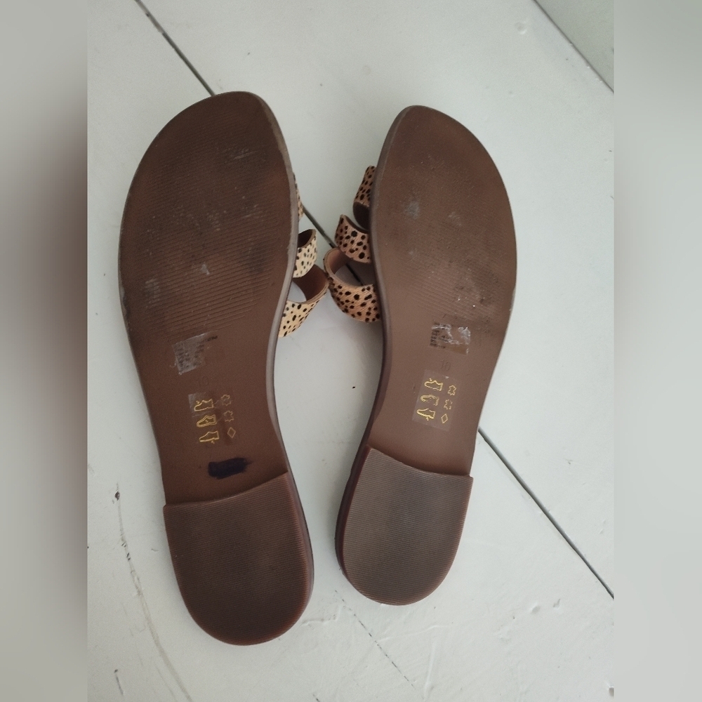 Madewell Women's Spotted Calf Hair Wavy Straps Slide Slip On Sandals | Size 10 - Picture 9 of 10